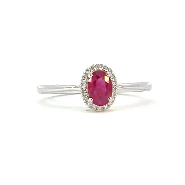 Oval Ruby & Diamond Halo Ring Bryan Jewelry Prattville, AL