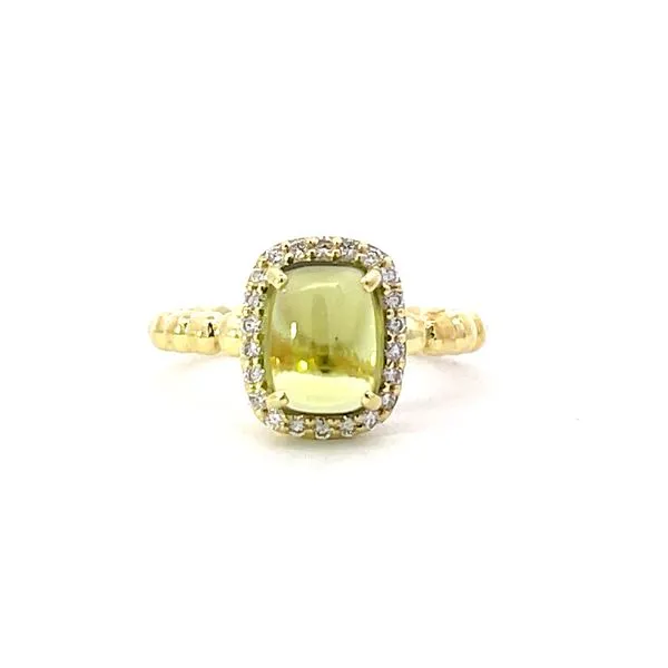 14KG PERIDOT CAB WITH DIAMONDS RING Bryan Jewelry Prattville, AL