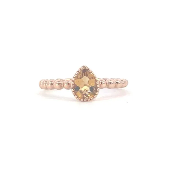 Bezel set Citrine with beaded shank in 14ky Bryan Jewelry Prattville, AL