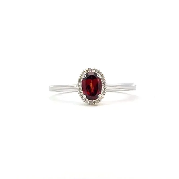 Oval Garnet & Diamond Halo Ring in 10kw Bryan Jewelry Prattville, AL