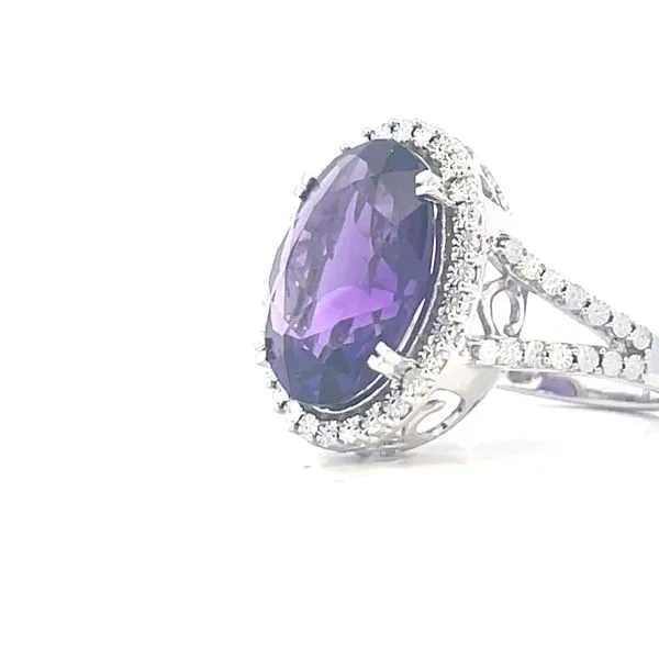 Amethyst with Miracle plate halo and shank Image 2 Bryan Jewelry Prattville, AL