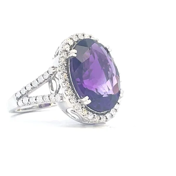 Amethyst with Miracle plate halo and shank Image 3 Bryan Jewelry Prattville, AL
