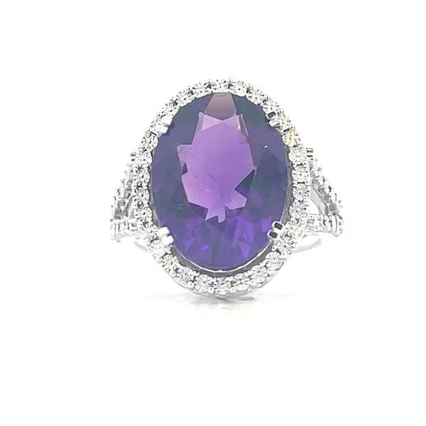 Amethyst with Miracle plate halo and shank Image 4 Bryan Jewelry Prattville, AL