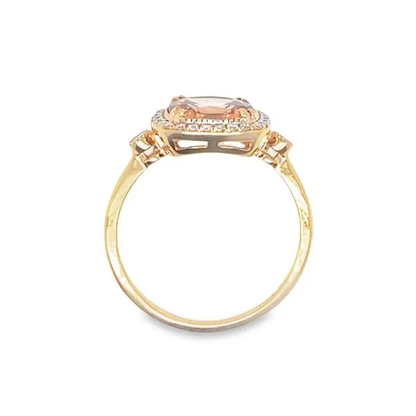 Blush Morganite & Diamond Halo Ring Image 4 Bryan Jewelry Prattville, AL