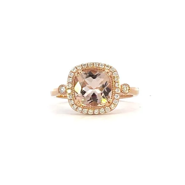 Blush Morganite & Diamond Halo Ring Bryan Jewelry Prattville, AL