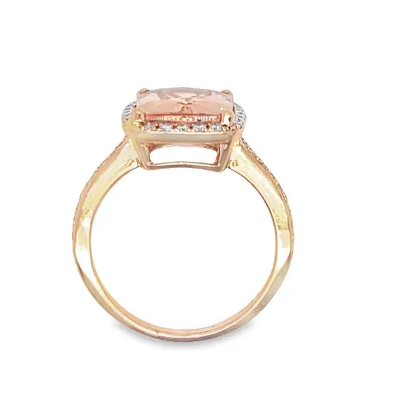 Cushion Cut Morganite & Diamond Halo Ring Image 3 Bryan Jewelry Prattville, AL