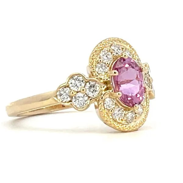 Pink Sapphire & Diamond Ring with Vintage Details Image 3 Bryan Jewelry Prattville, AL
