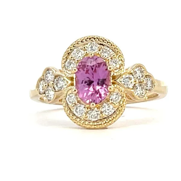 Pink Sapphire & Diamond Ring with Vintage Details Bryan Jewelry Prattville, AL
