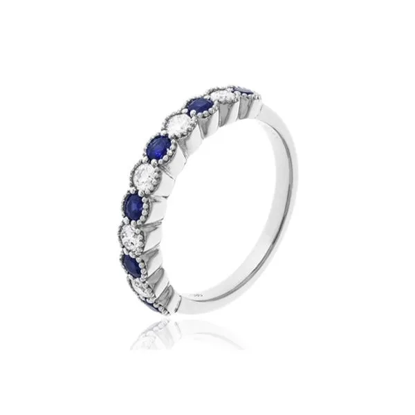 Alternating sapphire & diamond band with milgrain bezels-14kw Bryan Jewelry Prattville, AL