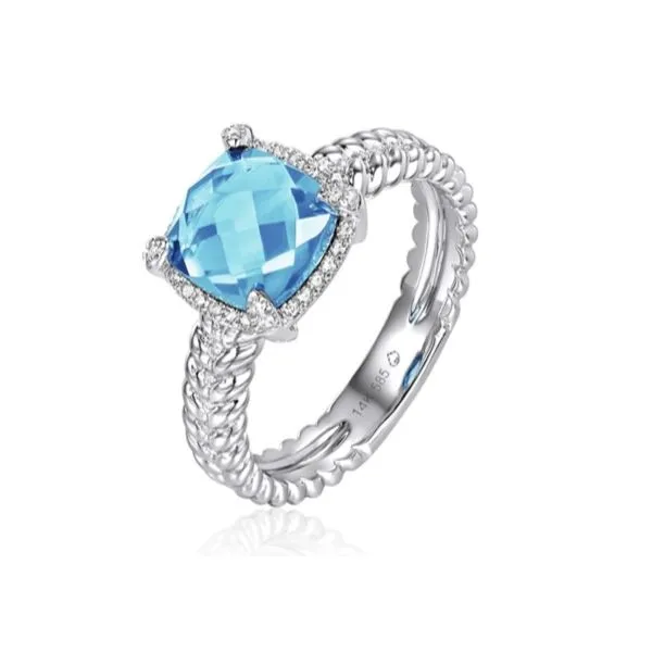 14KW checkerboard top Blue Topaz & diamond ring Bryan Jewelry Prattville, AL