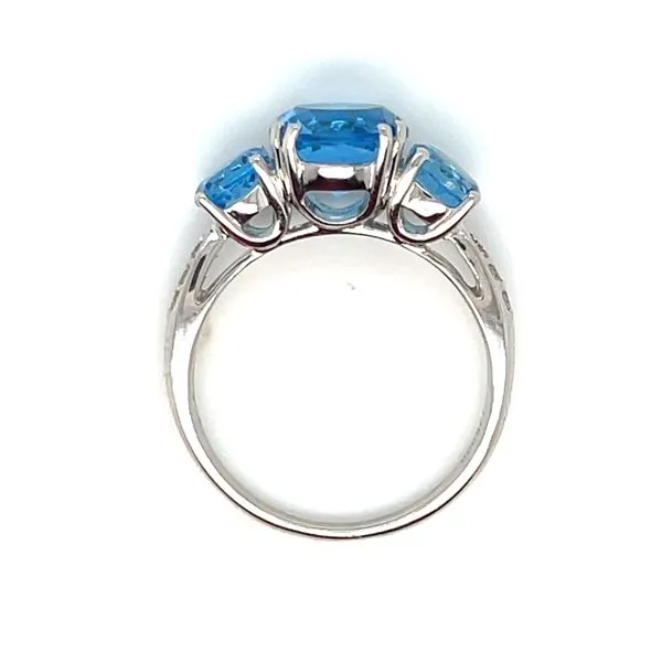 Brilliant Blue Trio-Three Stone Blue Topaz  diamond ring-14kw Image 4 Bryan Jewelry Prattville, AL