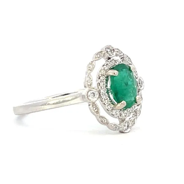 Vintage Emerald & Diamond Ring in 14k white gold Image 3 Bryan Jewelry Prattville, AL
