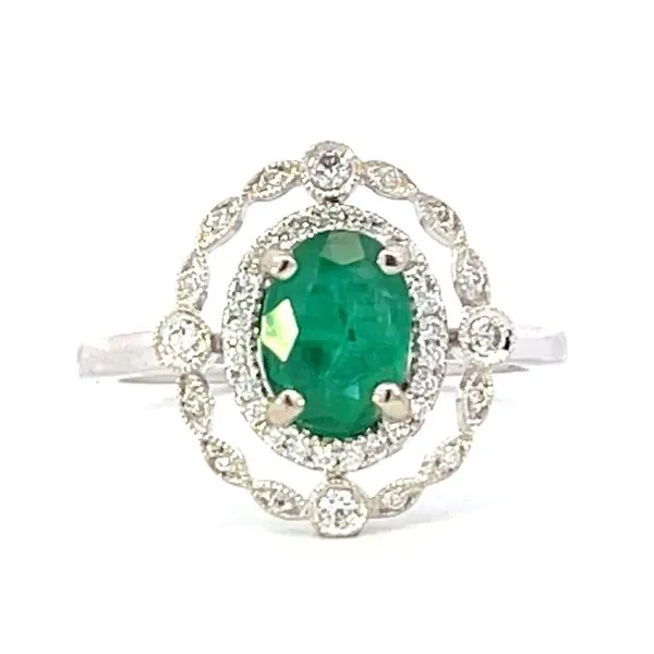 Vintage Emerald & Diamond Ring in 14k white gold Bryan Jewelry Prattville, AL