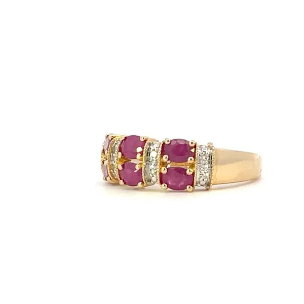 Six oval ruby with .06ctw diamonds-14ky Image 2 Bryan Jewelry Prattville, AL
