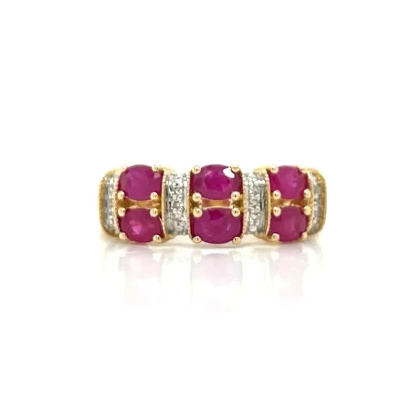 Six oval ruby with .06ctw diamonds-14ky Bryan Jewelry Prattville, AL