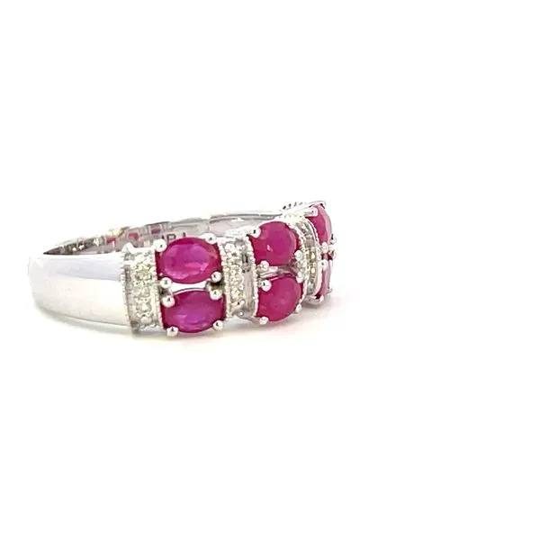 Double row ruby & .06ctw diamond band-14kw Image 2 Bryan Jewelry Prattville, AL