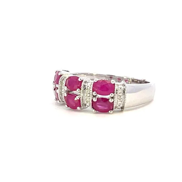 Double row ruby & .06ctw diamond band-14kw Image 3 Bryan Jewelry Prattville, AL