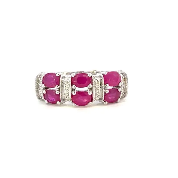 Double row ruby & .06ctw diamond band-14kw Bryan Jewelry Prattville, AL