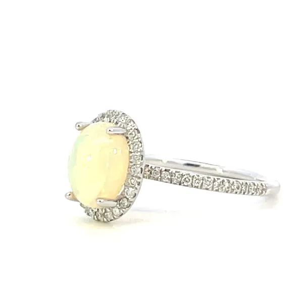 18kw oval opal & diamond ring Image 3 Bryan Jewelry Prattville, AL