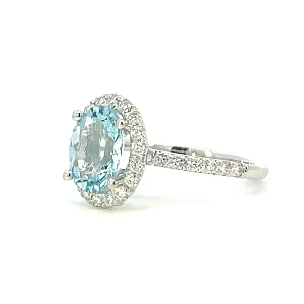 Aquamarine & diamond ring -14kw. Diamond halo and shank Image 2 Bryan Jewelry Prattville, AL
