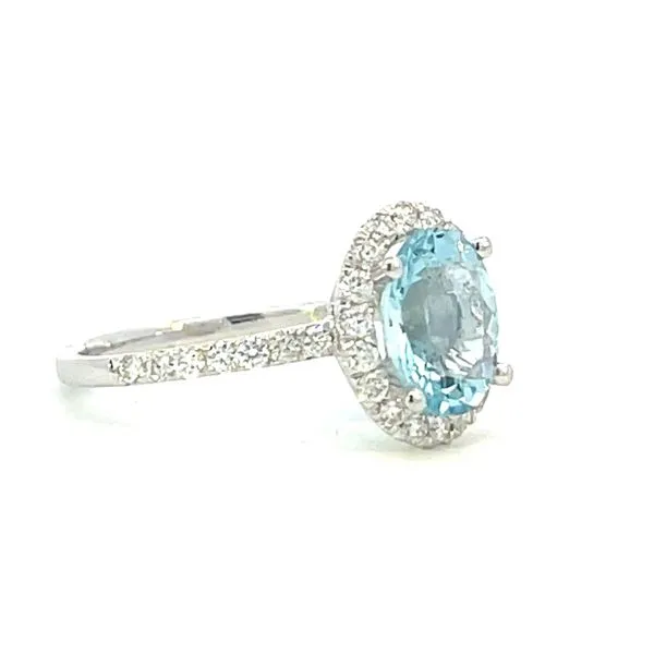 Aquamarine & diamond ring -14kw. Diamond halo and shank Image 3 Bryan Jewelry Prattville, AL