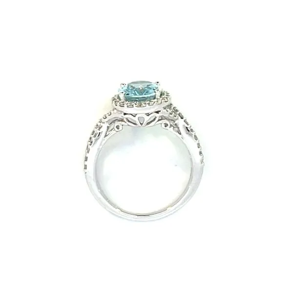 2.23ct Aqua .74ctw diamond-18kw split shank bypass halo ring Image 4 Bryan Jewelry Prattville, AL