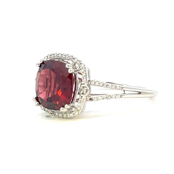 Cushion cut garnet with  .15ctw diamonds ring-14kw Image 3 Bryan Jewelry Prattville, AL