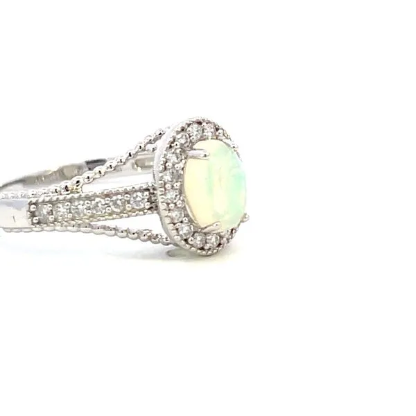 7x5 oval opal & .24ctw diamond ring-14kw Image 2 Bryan Jewelry Prattville, AL