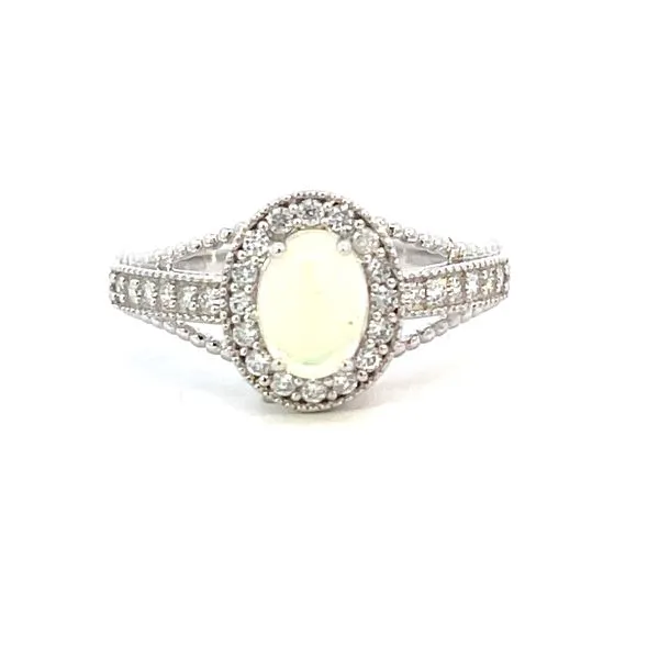 7x5 oval opal & .24ctw diamond ring-14kw Bryan Jewelry Prattville, AL