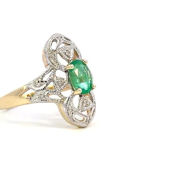 10ktt Filigree top Emerald & diamond ring Image 2 Bryan Jewelry Prattville, AL