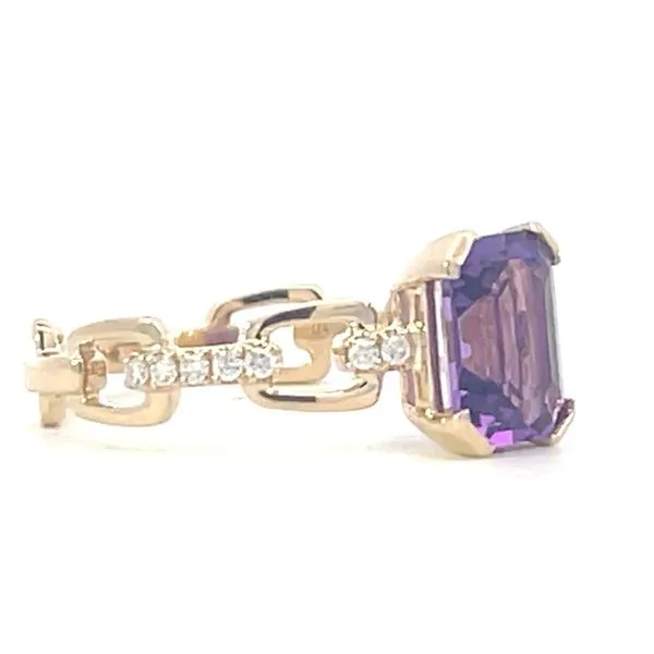 Emerald Cut Amethyst & diamond .10ctw- 14ky Image 2 Bryan Jewelry Prattville, AL