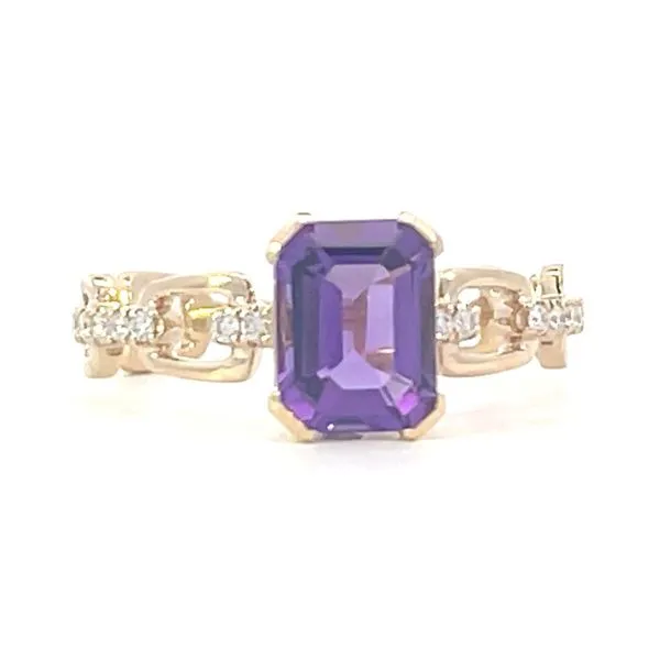 Emerald Cut Amethyst & diamond .10ctw- 14ky Bryan Jewelry Prattville, AL