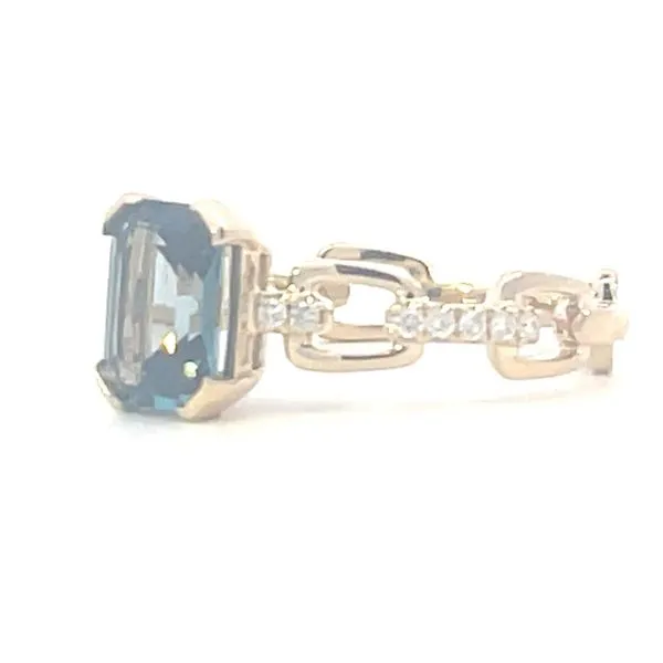 Emerald cut Blue Topaz with .10ctw of diamonds-14ky Image 2 Bryan Jewelry Prattville, AL