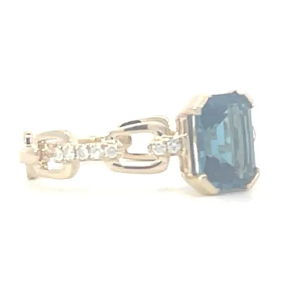 Emerald cut Blue Topaz with .10ctw of diamonds-14ky Image 3 Bryan Jewelry Prattville, AL