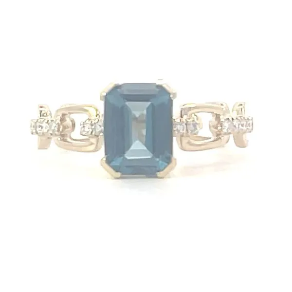 Emerald cut Blue Topaz with .10ctw of diamonds-14ky Bryan Jewelry Prattville, AL