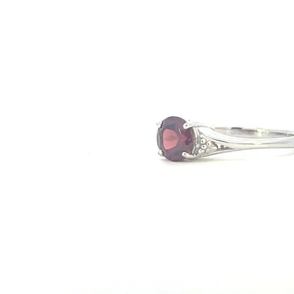 Sterling silver & Garnet ring with .01ctw of diamond accent-6mm Image 3 Bryan Jewelry Prattville, AL
