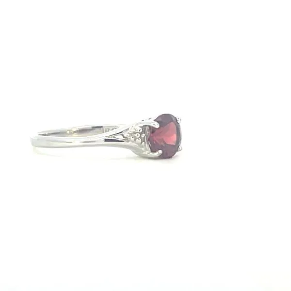 Sterling silver & Garnet ring with .01ctw of diamond accent-6mm Image 4 Bryan Jewelry Prattville, AL