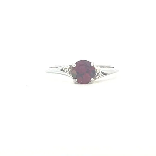 Sterling silver & Garnet ring with .01ctw of diamond accent-6mm Bryan Jewelry Prattville, AL