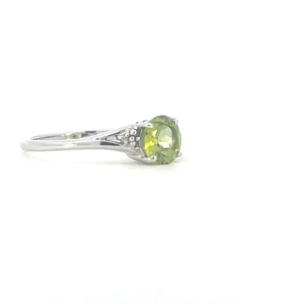 Sterling Silver & Peridot ring with .01ctw diamond accents-6mm Image 3 Bryan Jewelry Prattville, AL
