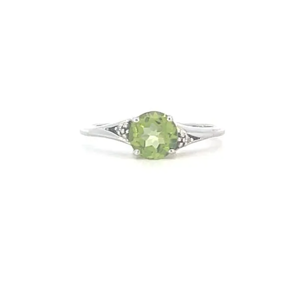 Sterling Silver & Peridot ring with .01ctw diamond accents-6mm Bryan Jewelry Prattville, AL