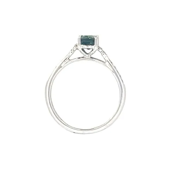 Teal Sapphire (.99ct) and .12ctw diamond ring-14kw Image 3 Bryan Jewelry Prattville, AL