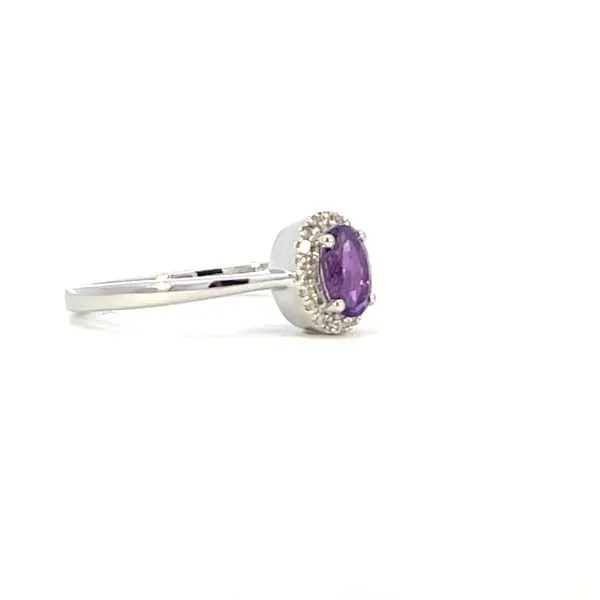 Oval Amethyst & Diamond Halo Ring Image 3 Bryan Jewelry Prattville, AL