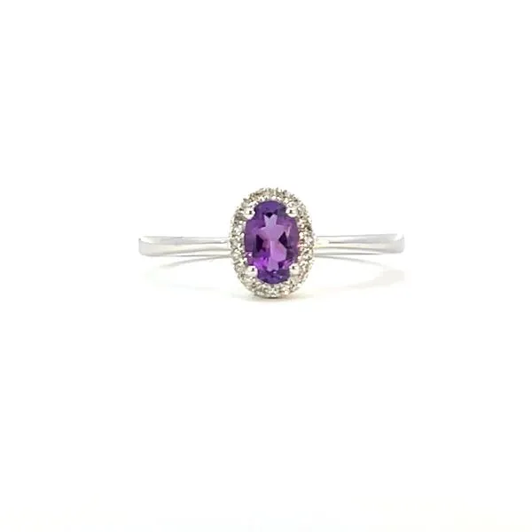 Oval Amethyst & Diamond Halo Ring Image 5 Bryan Jewelry Prattville, AL