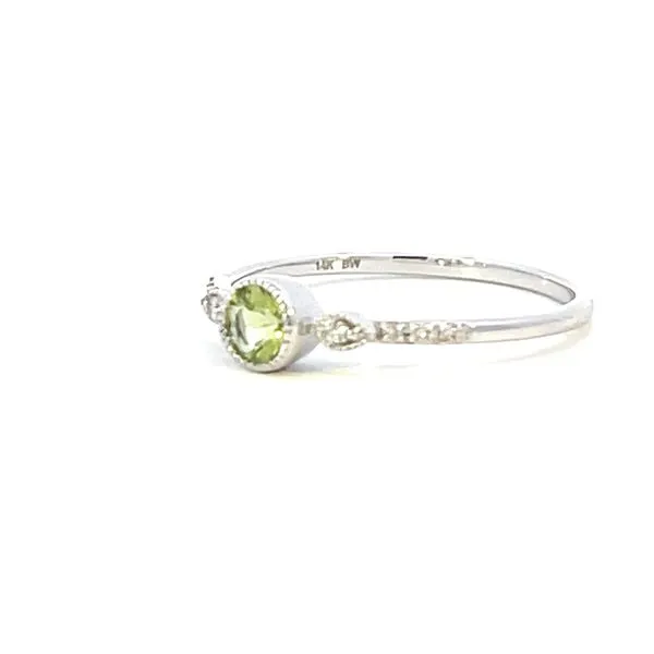 Bezel set peridot ring in 14kw with diamond accents Image 3 Bryan Jewelry Prattville, AL
