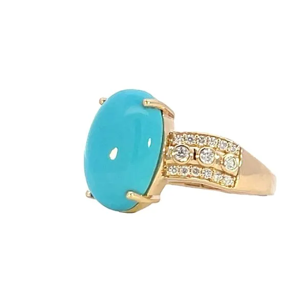18ky Turquoise & Diamond Ring Image 3 Bryan Jewelry Prattville, AL