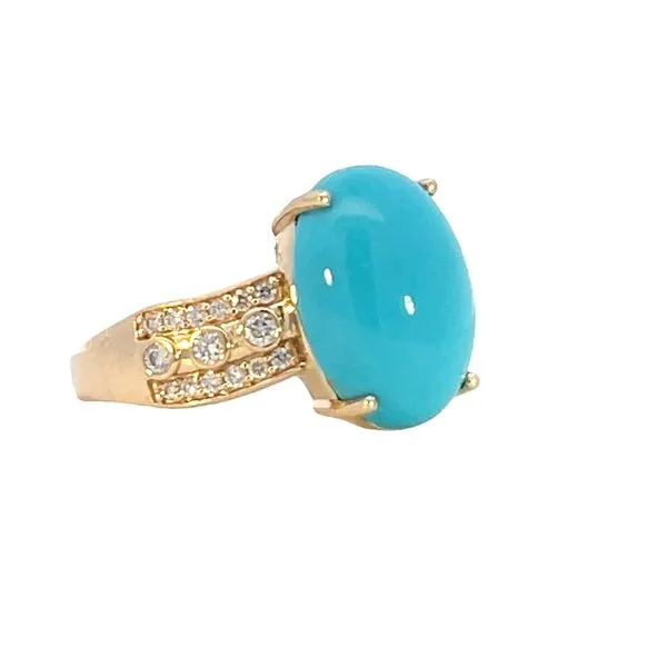 18ky Turquoise & Diamond Ring Image 4 Bryan Jewelry Prattville, AL