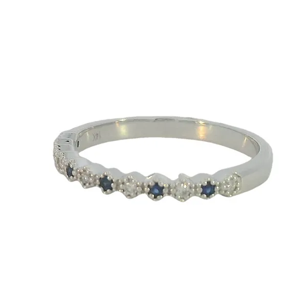 Petite Emerald & Diamond Stackable Band with beaded hexagon bezels-14kw Image 2 Bryan Jewelry Prattville, AL
