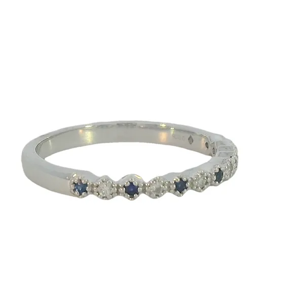Petite Emerald & Diamond Stackable Band with beaded hexagon bezels-14kw Image 4 Bryan Jewelry Prattville, AL