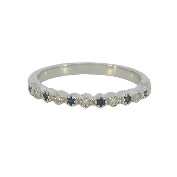 Petite Emerald & Diamond Stackable Band with beaded hexagon bezels-14kw Bryan Jewelry Prattville, AL