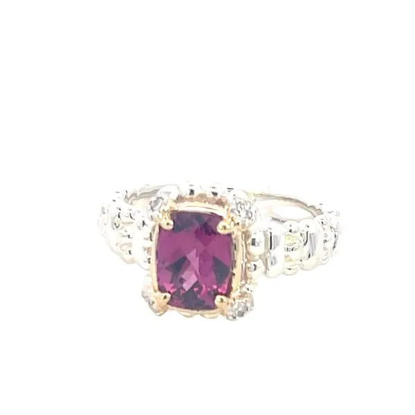 Vahan Rhodolite Garnet & .06ctw  Diamond ring in sterling & 14ky Bryan Jewelry Prattville, AL